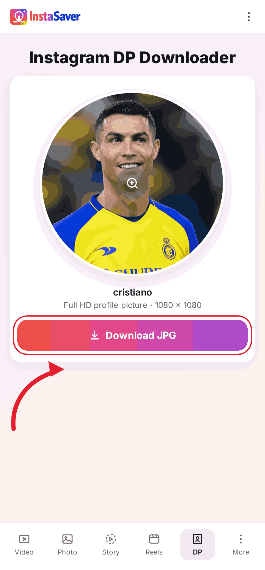 Choose your preferred quality and Profile Picture (DP) save