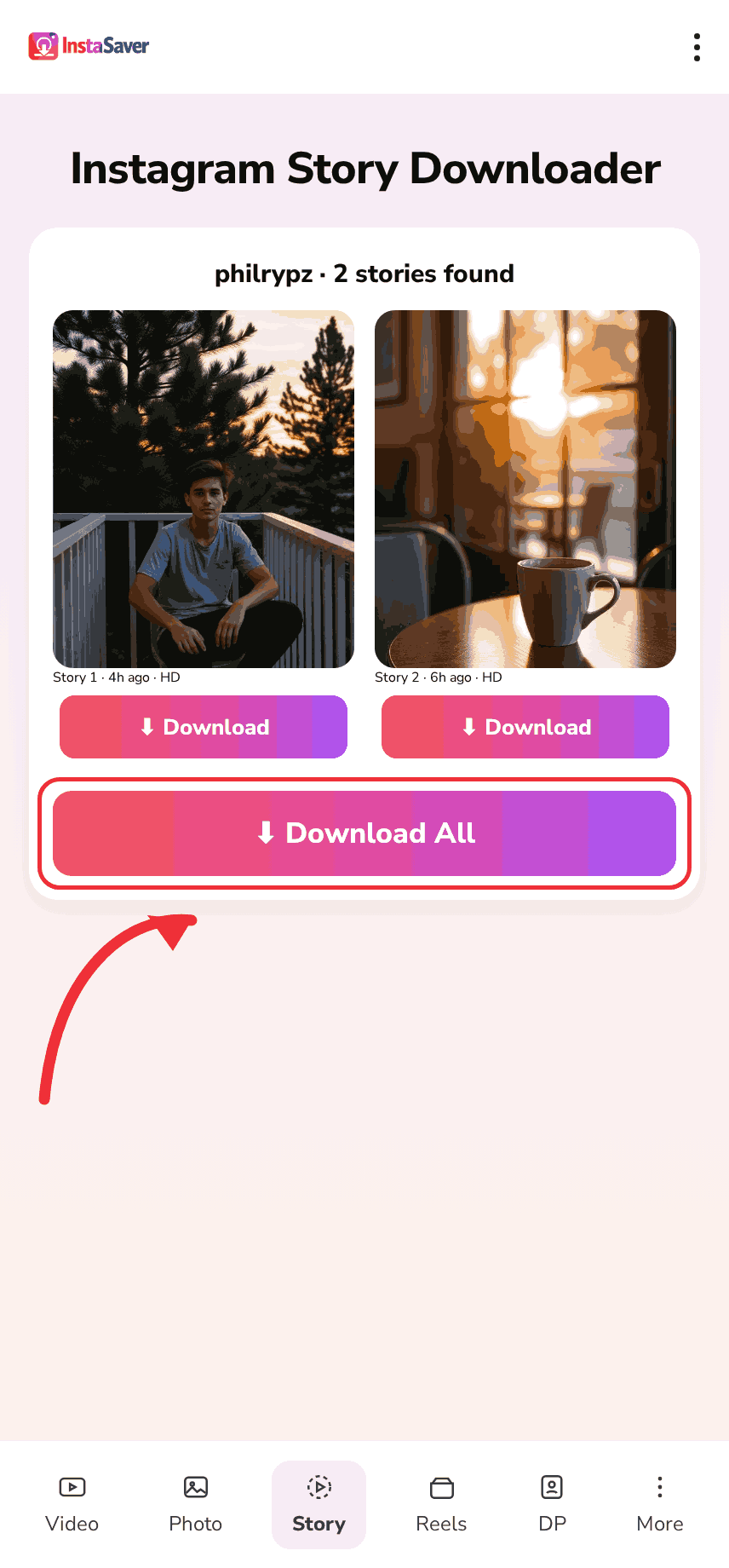 Choose your preferred quality and download
